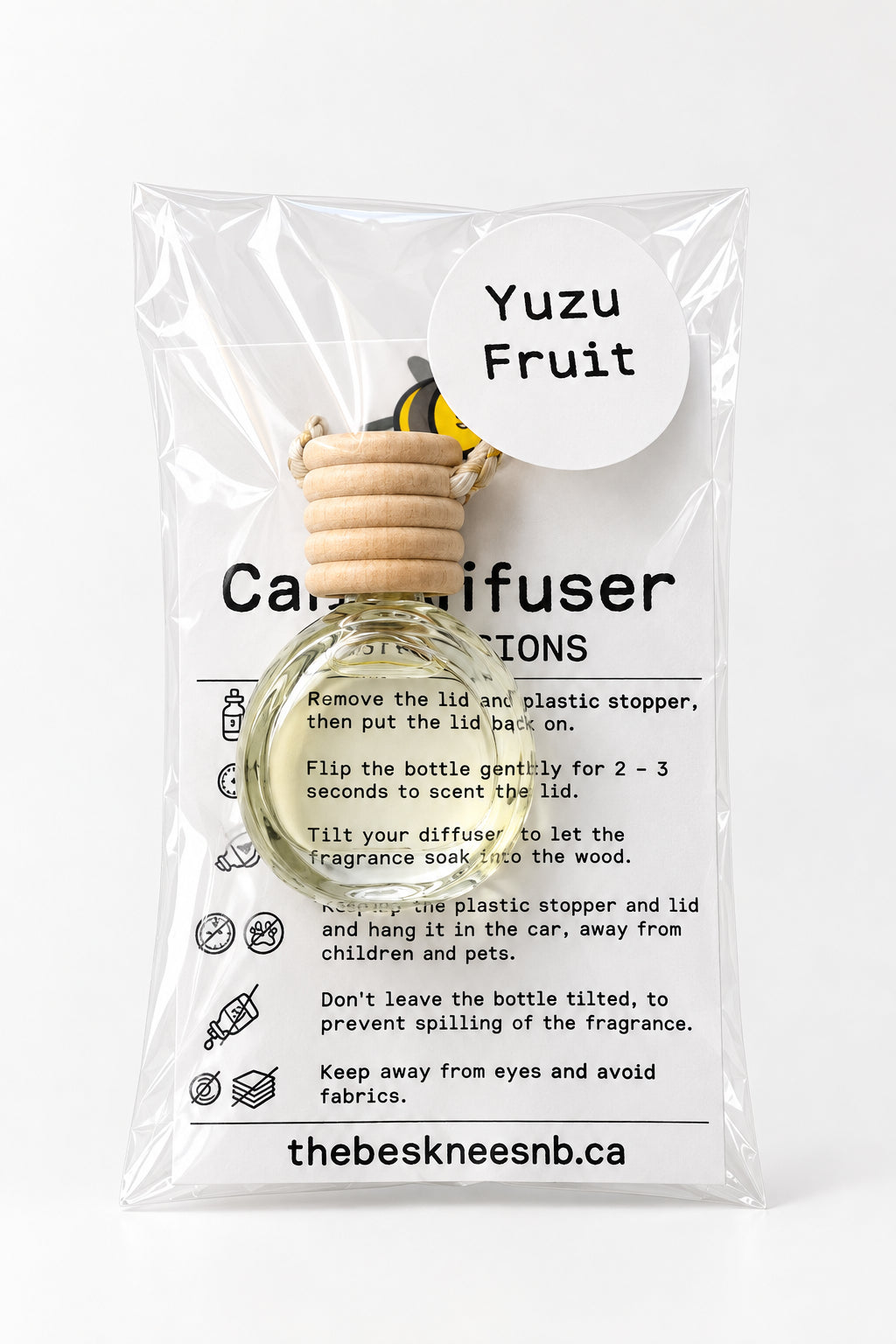 Yuzu Fruit Car & Room Diffuser – Citrus Essential Oil Hanging Air Freshener for Car, Closet, or Small Spaces