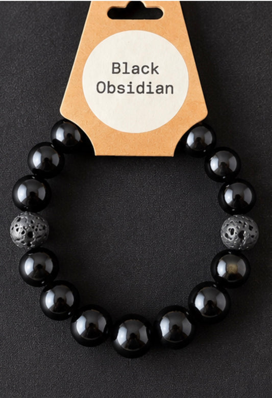 Black Obsidian Semi Precious Stone Bracelet