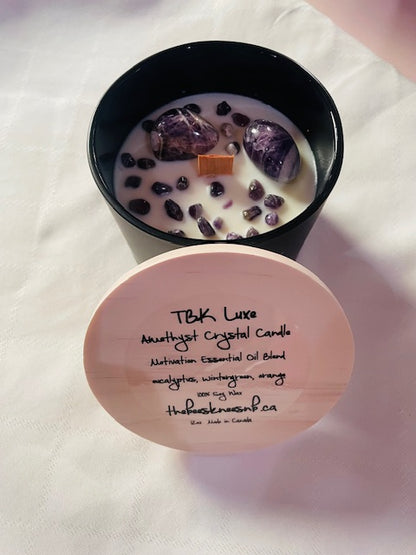 TBK LUXE Collection Essential Oil Amethyst Semi Precious Stone Candle