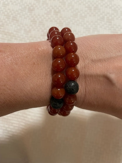 Red Agate Semi-Precious Stone Bracelet