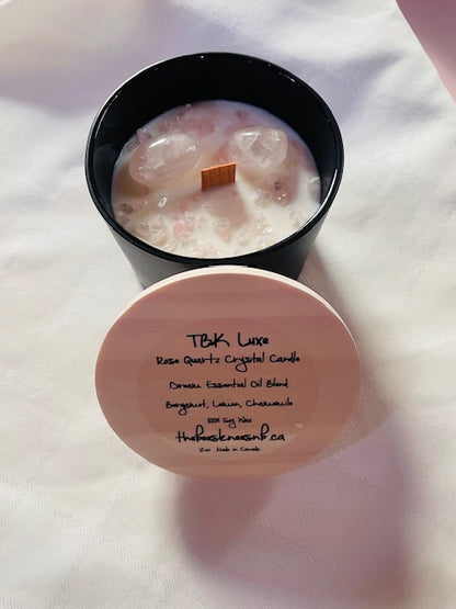 TBK LUXE Collection Rose Quartz Essential Oil Semi Precious Stone Candle