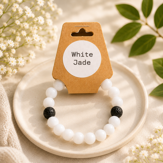 White Jade Semi Precious Stone Bracelet